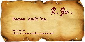 Remes Zsóka névjegykártya